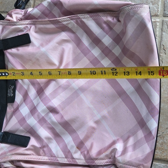 Burberry Nylon And Leather Nova Check Pink Plaid Tote Bag - Picture 17 of 17